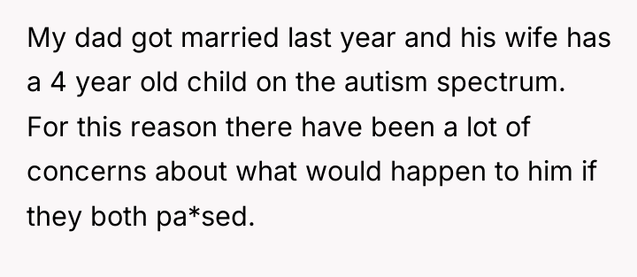 My dad got married last year and his wife has...