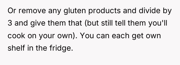 Or remove any gluten products and divide by 3 and...