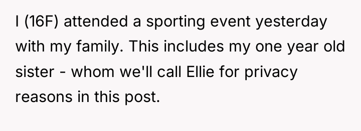 I (16F) attended a sporting event yesterday with my family....