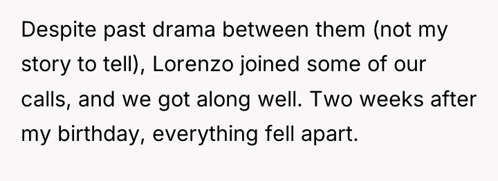 Despite past drama between them (not my story to tell),...