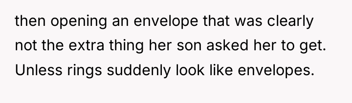 then opening an envelope that was clearly not the extra...