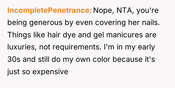 IncompletePenetrance Nope, NTA, you're being generous by even covering her...