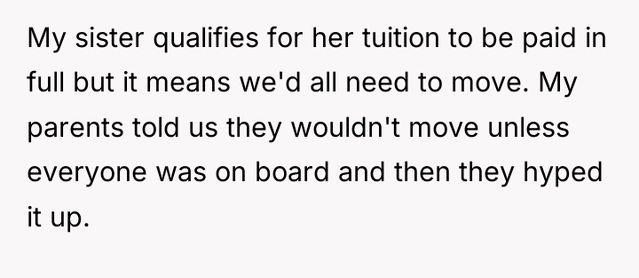 My sister qualifies for her tuition to be paid in...