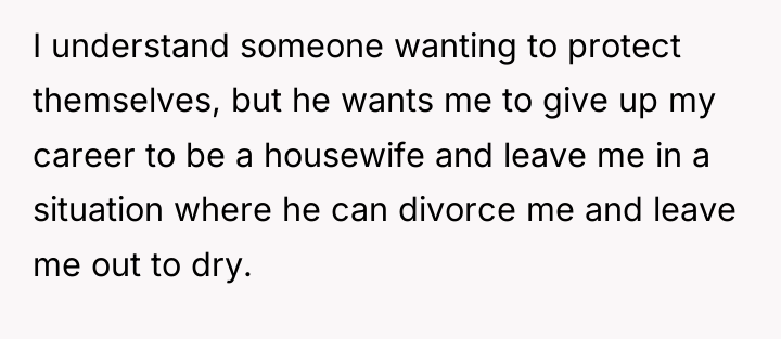 I understand someone wanting to protect themselves, but he wants...