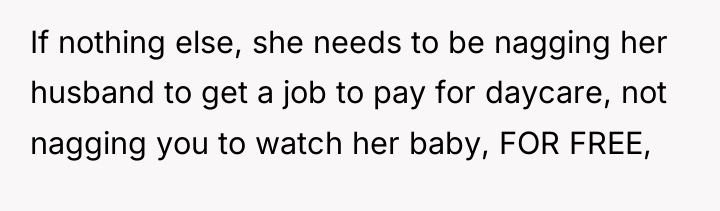 If nothing else, she needs to be nagging her husband...
