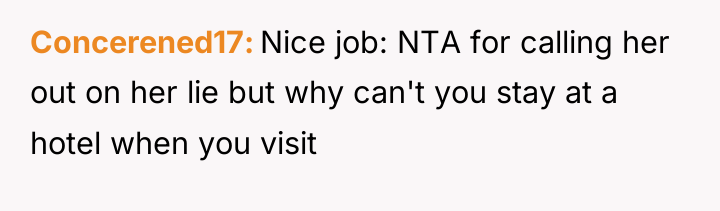 Concerened17 Nice job: NTA for calling her out on her...