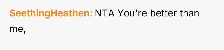 SeethingHeathen NTA You're better than me,