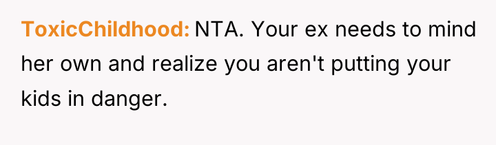 ToxicChildhood NTA. Your ex needs to mind her own and...