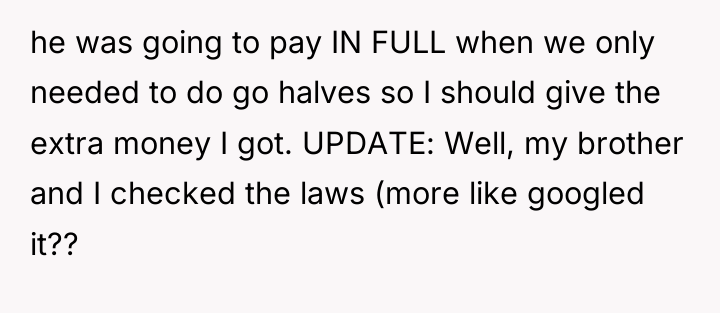 he was going to pay IN FULL when we only...