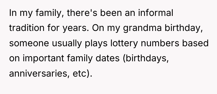 In my family, there's been an informal tradition for years....