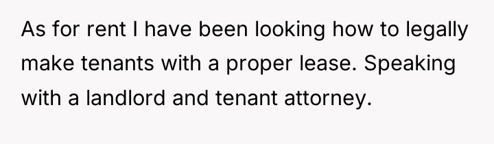 As for rent I have been looking how to legally...