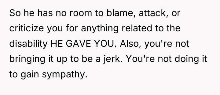 So he has no room to blame, attack, or criticize...