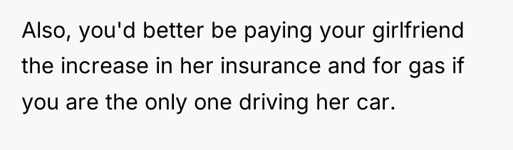 Also, you'd better be paying your girlfriend the increase in...