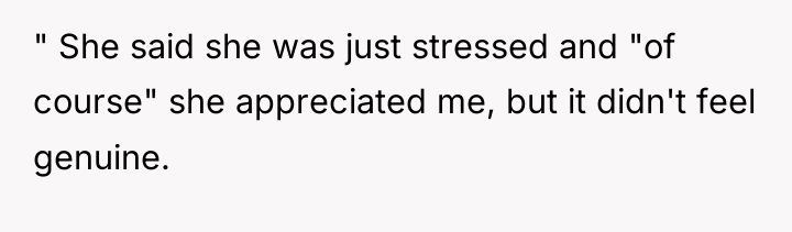 " She said she was just stressed and "of course"...