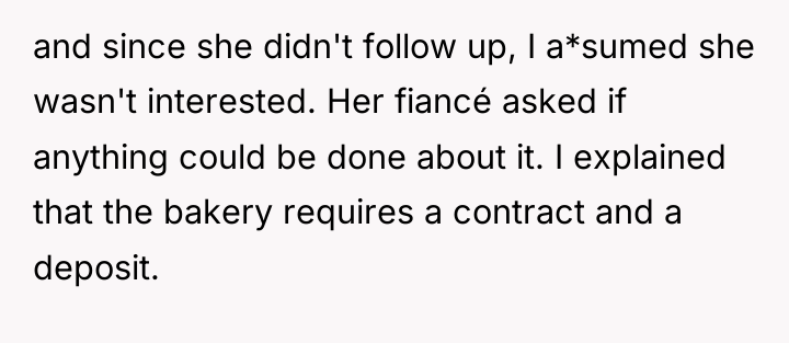 and since she didn't follow up, I a*sumed she wasn't...