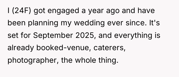 I (24F) got engaged a year ago and have been...