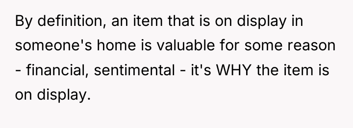 By definition, an item that is on display in someone's...