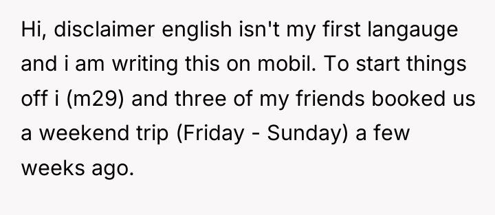 Hi, disclaimer english isn't my first langauge and i am...