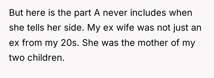 But here is the part A never includes when she...