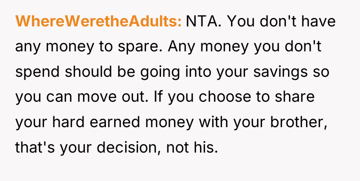 WhereWeretheAdults NTA. You don't have any money to spare. Any...
