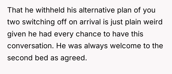 That he withheld his alternative plan of you two switching...