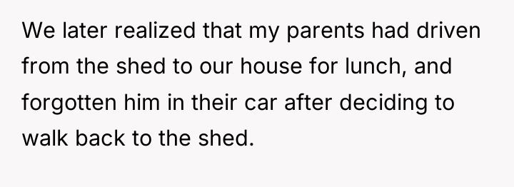 We later realized that my parents had driven from the...