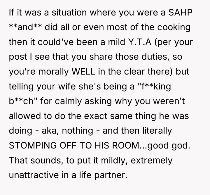 If it was a situation where you were a SAHP...