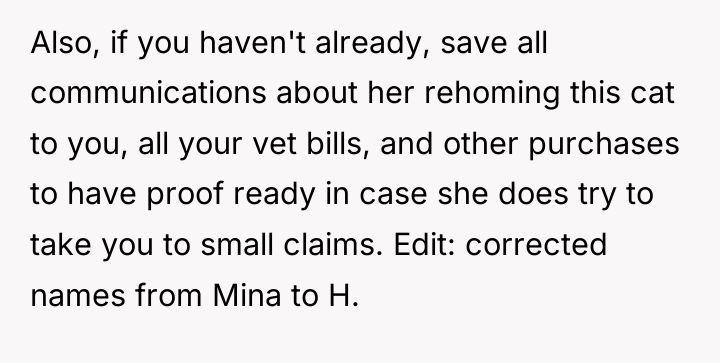 Also, if you haven't already, save all communications about her...
