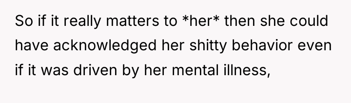 So if it really matters to *her* then she could...