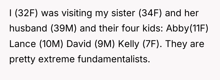 I (32F) was visiting my sister (34F) and her husband...