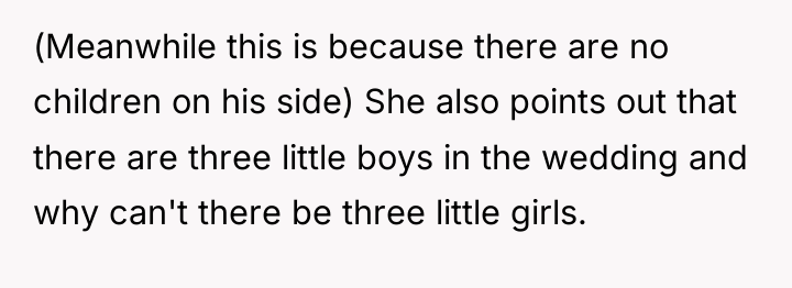 (Meanwhile this is because there are no children on his...