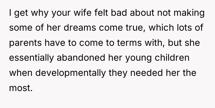 I get why your wife felt bad about not making...