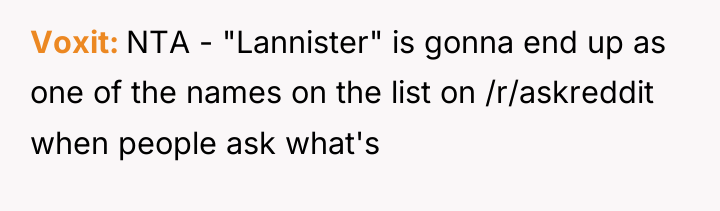Voxit NTA - "Lannister" is gonna end up as one...
