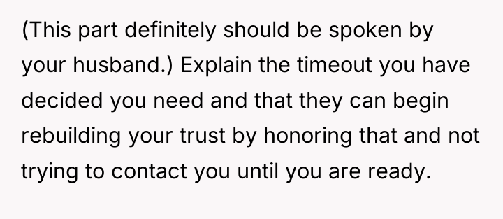 (This part definitely should be spoken by your husband.) Explain...