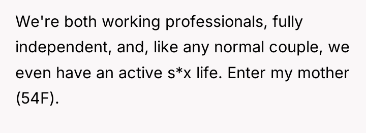 We're both working professionals, fully independent, and, like any normal...