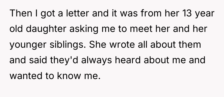 Then I got a letter and it was from her...