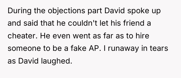 During the objections part David spoke up and said that...