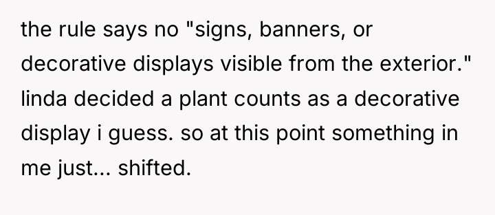 the rule says no "signs, banners, or decorative displays visible...