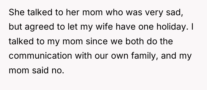 She talked to her mom who was very sad, but...