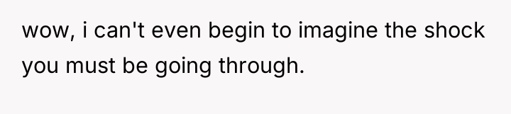 wow, i can't even begin to imagine the shock you...