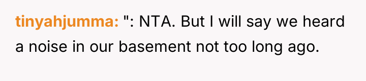 tinyahjumma ": NTA. But I will say we heard a...