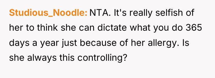 Studious_Noodle NTA. It's really selfish of her to think she...