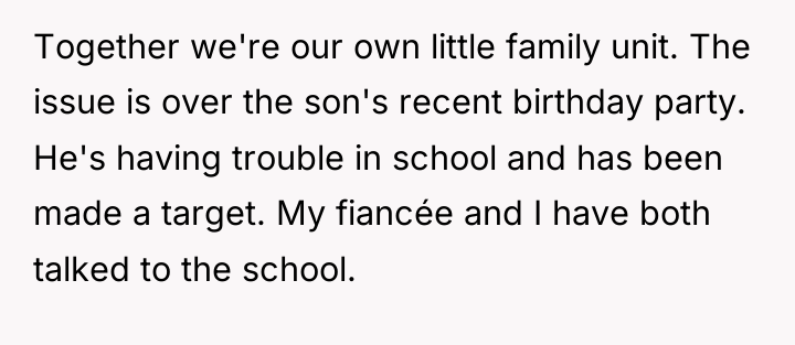 Together we're our own little family unit. The issue is...