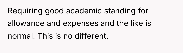Requiring good academic standing for allowance and expenses and the...