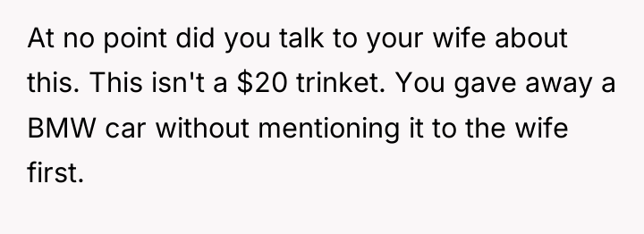 At no point did you talk to your wife about...