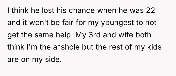 I think he lost his chance when he was 22...