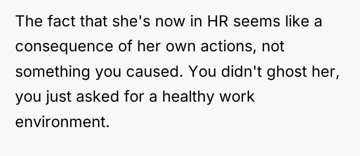 The fact that she's now in HR seems like a...
