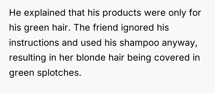 He explained that his products were only for his green...