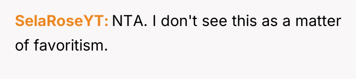 SelaRoseYT NTA. I don't see this as a matter of...