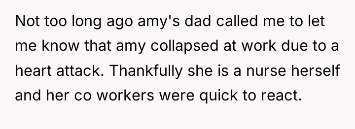 Not too long ago amy's dad called me to let...